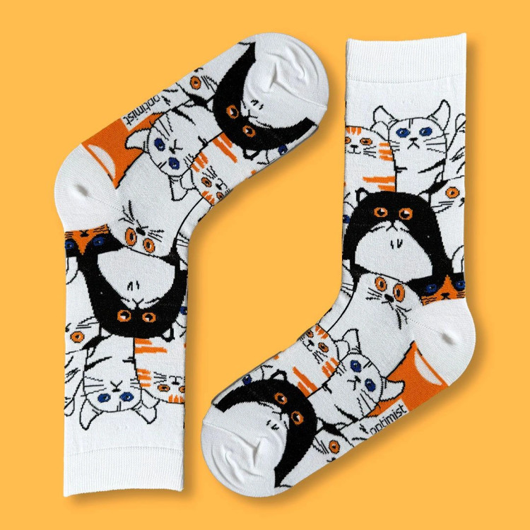 جوراب ساقدار برند اپتیمیست طرح گربه فانتزی